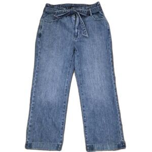 J.Crew Factory High Rise Wide Leg Jeans Size 28 Self Tie Belt Blue Denim